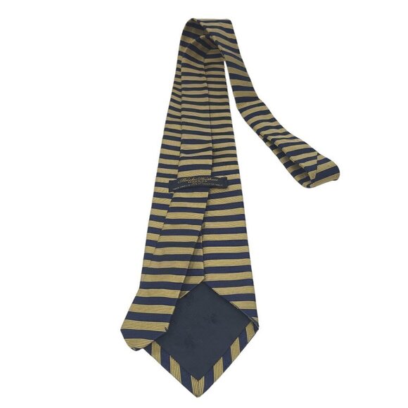 Brooks Brothers Makers | Men’s Black & Gold Striped Silk Necktie (One Size) - Picture 9 of 9